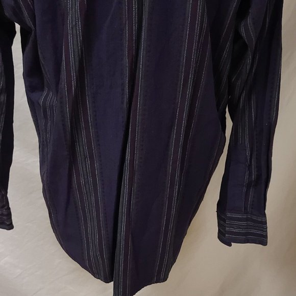 Loafers Reed St James Mens XL Purple Striped Long Sleeve Button Up Shirt - Picture 10 of 11